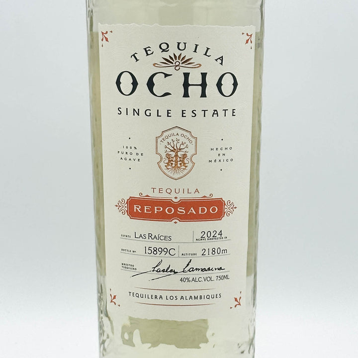 Tequila Ocho Reposado bottle on a white background