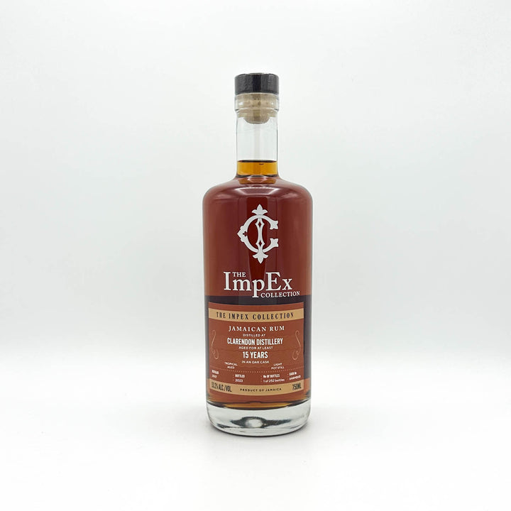 Bottle of ImpEx Collection Jamaican rum on a white background