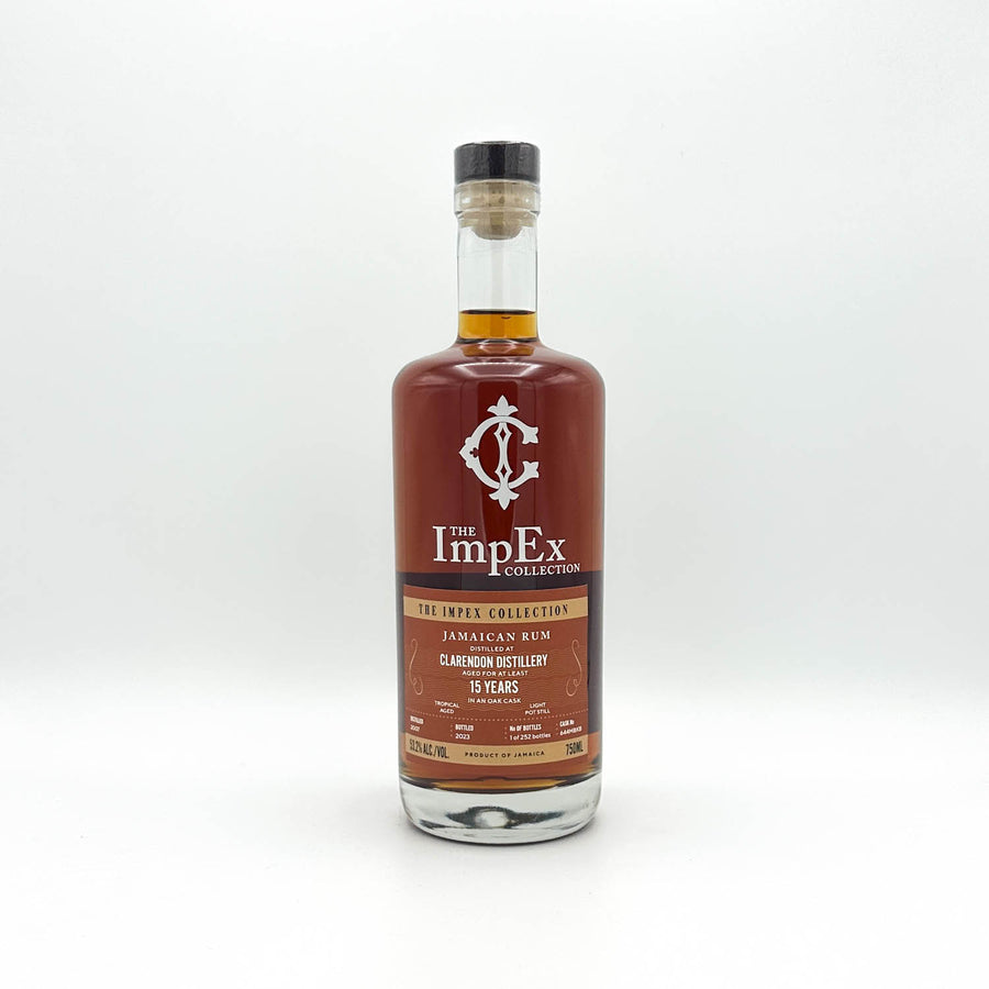 Bottle of ImpEx Collection Jamaican rum on a white background