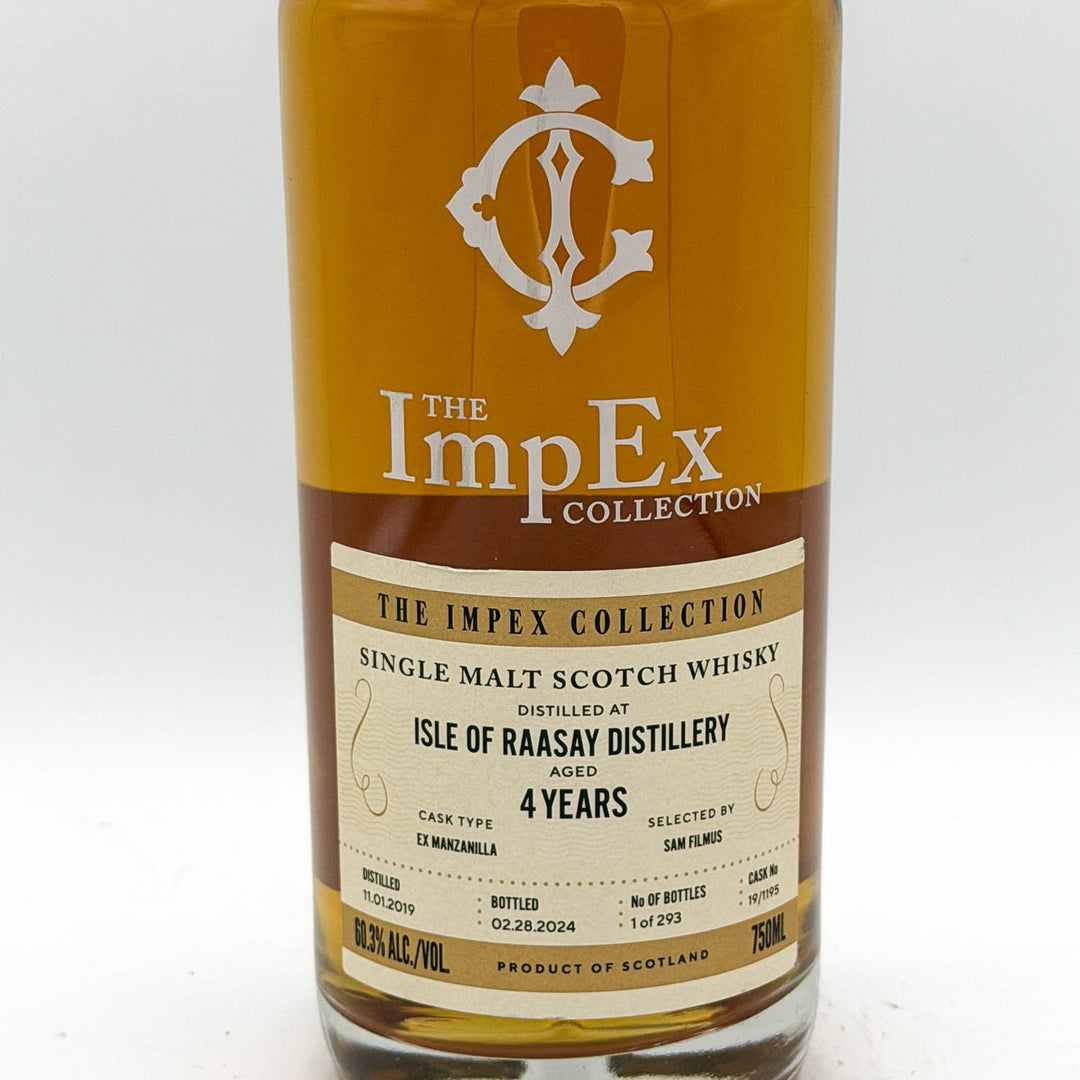 Bottle of The ImpEx Collection single malt Scotch whisky on a white background
