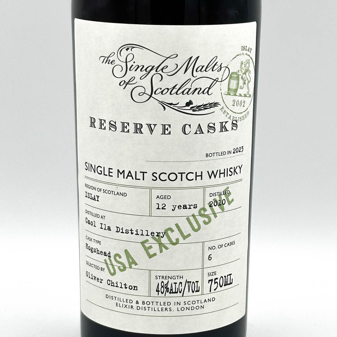 Bottle of Single Malt Scotch Whisky with a label on a white background