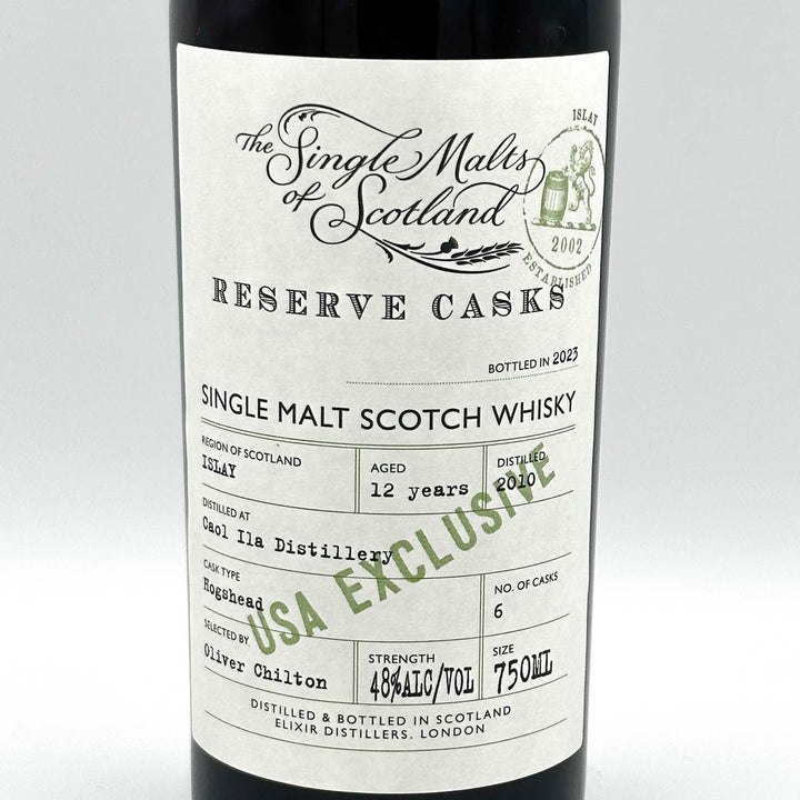 Bottle of Single Malt Scotch Whisky with a label on a white background