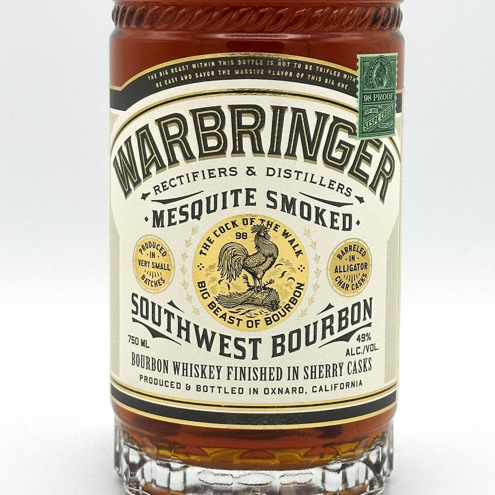 Warbringer Mesquite Smoked Southwest Bourbon bottle on a white background