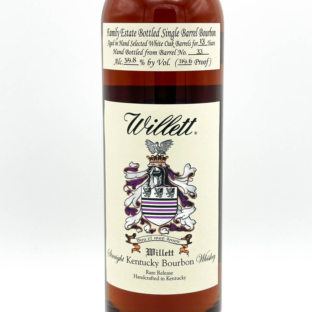 Willett Kentucky Bourbon Whiskey bottle with label on a white background