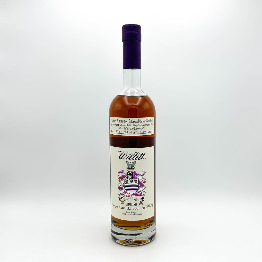 Bottle of Willett bourbon whiskey on a white background
