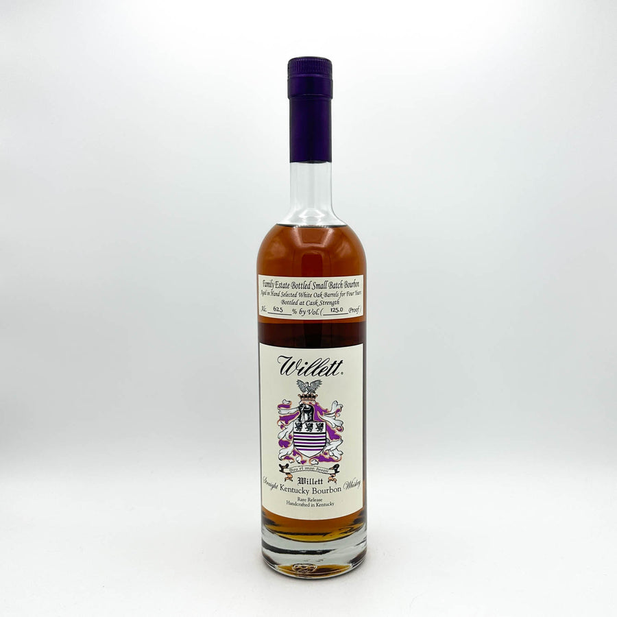 Bottle of Willett bourbon whiskey on a white background